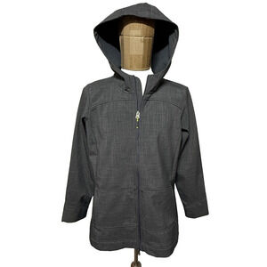 Orvis Jacket Mens Large Gray Hooded Full‎ Zip Fleece Lined Moisture Resistant